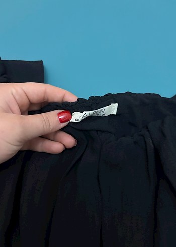 Kapri Kollu Siyah Keten kısa elbise - Görsel 3