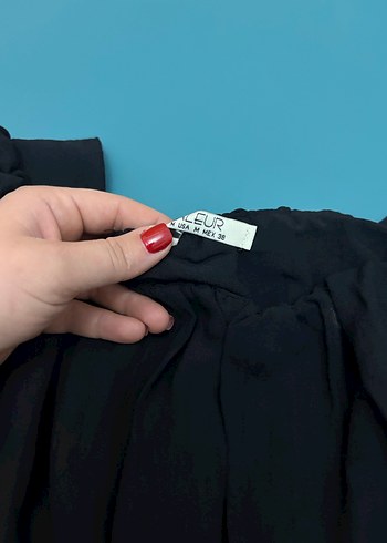 Kapri Kollu Siyah Keten kısa elbise - Görsel 2