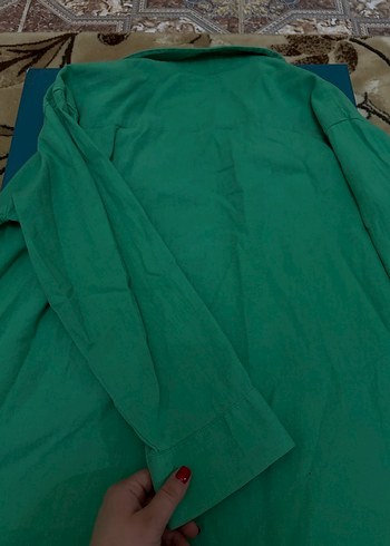 Yeşil Düğmeli  Keten Gömlek - Görsel 4