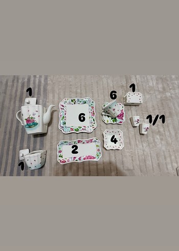 Çiçek Desenli Pastel Renkli Porselen Kahvaltı Seti - Görsel 2