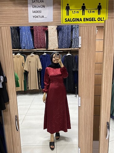 m Beden Bordo tesettür abiye