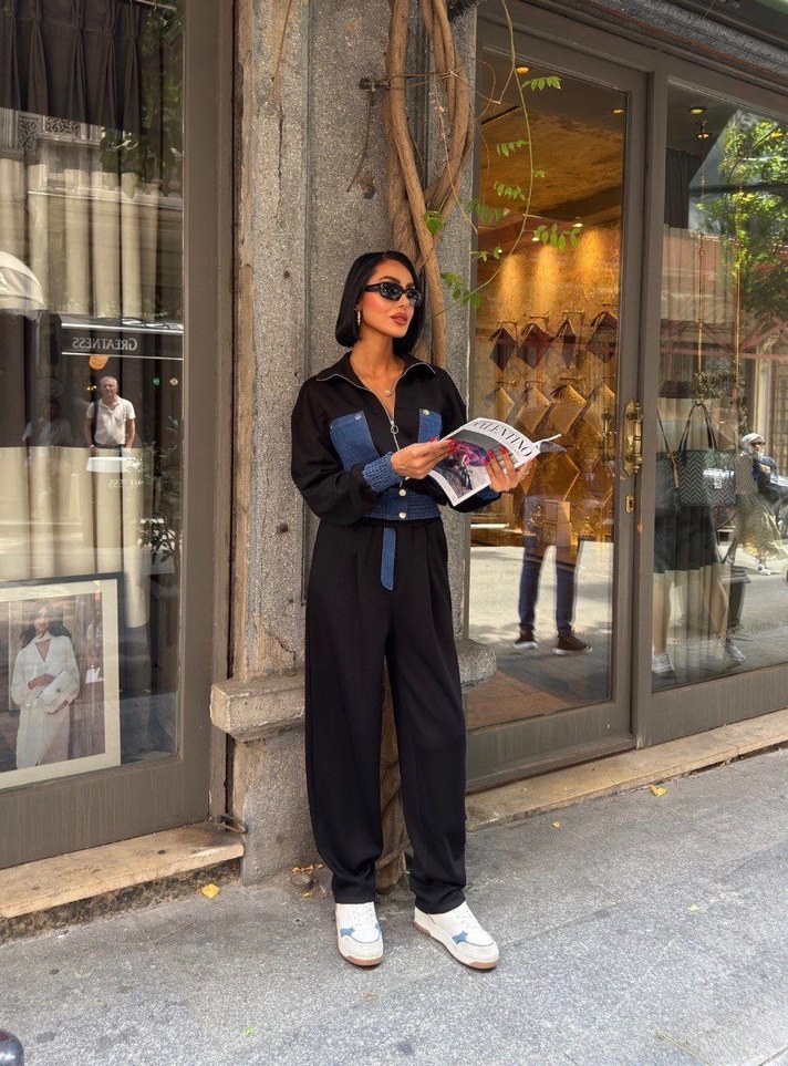 Kadın Siyah Denim Street Style Takım - Görsel 2