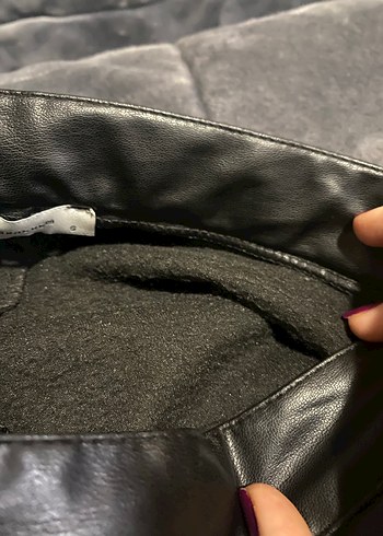 Kadın Siyah deri Dar Kesim Pantolon - Görsel 5