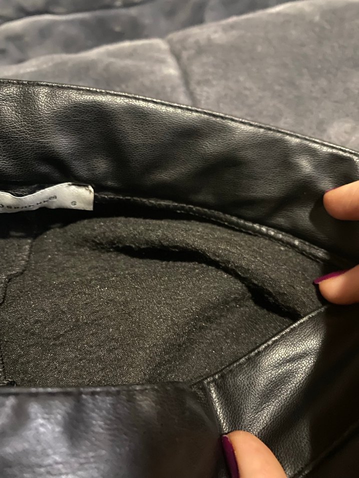 Kadın Siyah deri Dar Kesim Pantolon - Görsel 5