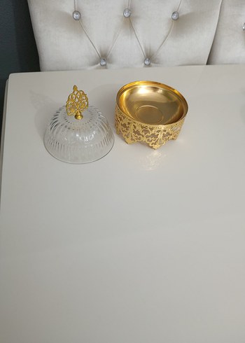 Altın Renkli Yılan Desenli Kapaklı şekerlik - Görsel 2