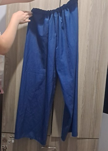 Zara Kadın Mavi Keten Salaş Pantolon