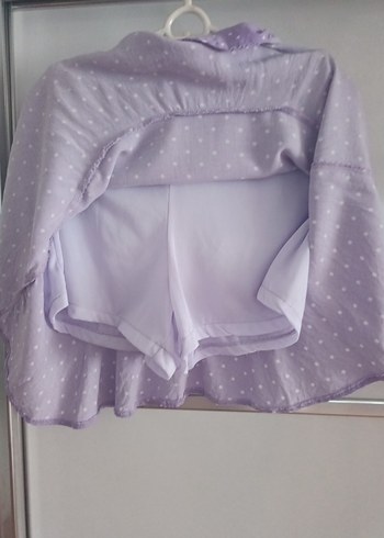 Lila renkli Puantiyeli kısa etek - Görsel 4