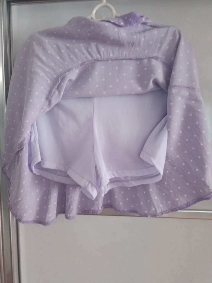 Lila renkli Puantiyeli kısa etek - Görsel 4