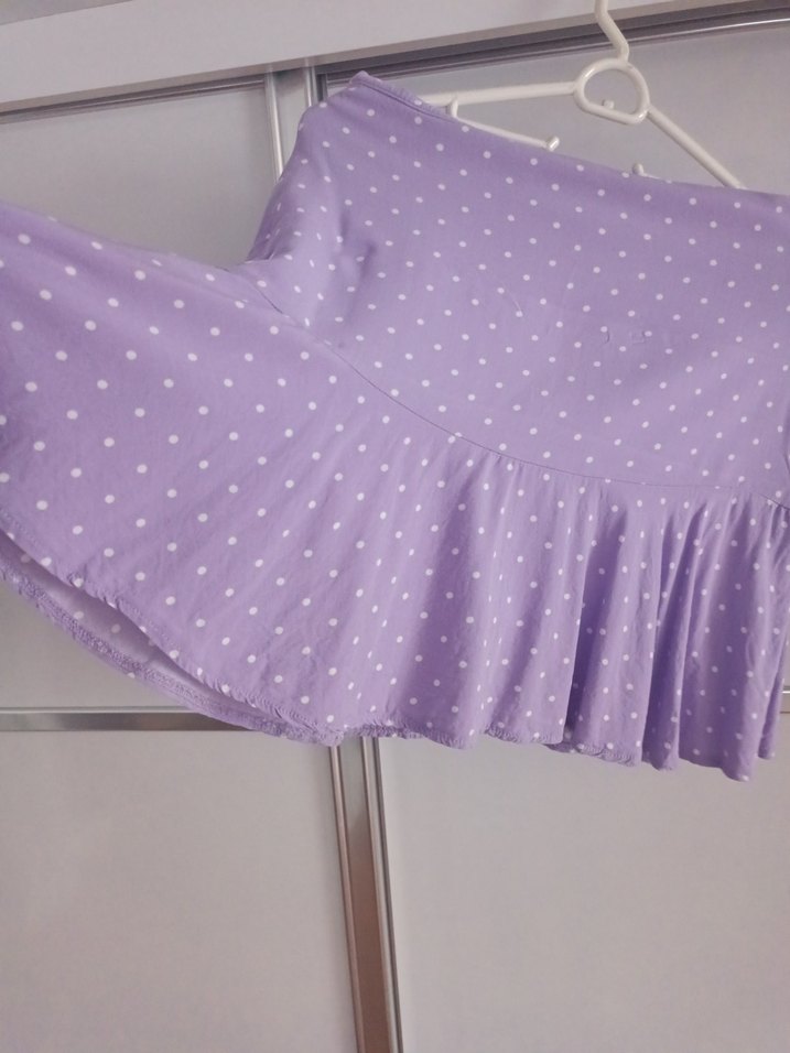 Lila renkli Puantiyeli kısa etek - Görsel 2