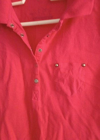 Pembe Polo Yaka Tişört - Görsel 4