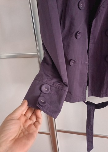 limon company marka Mor Kuşaklı  Kadın Trençkot - Görsel 4