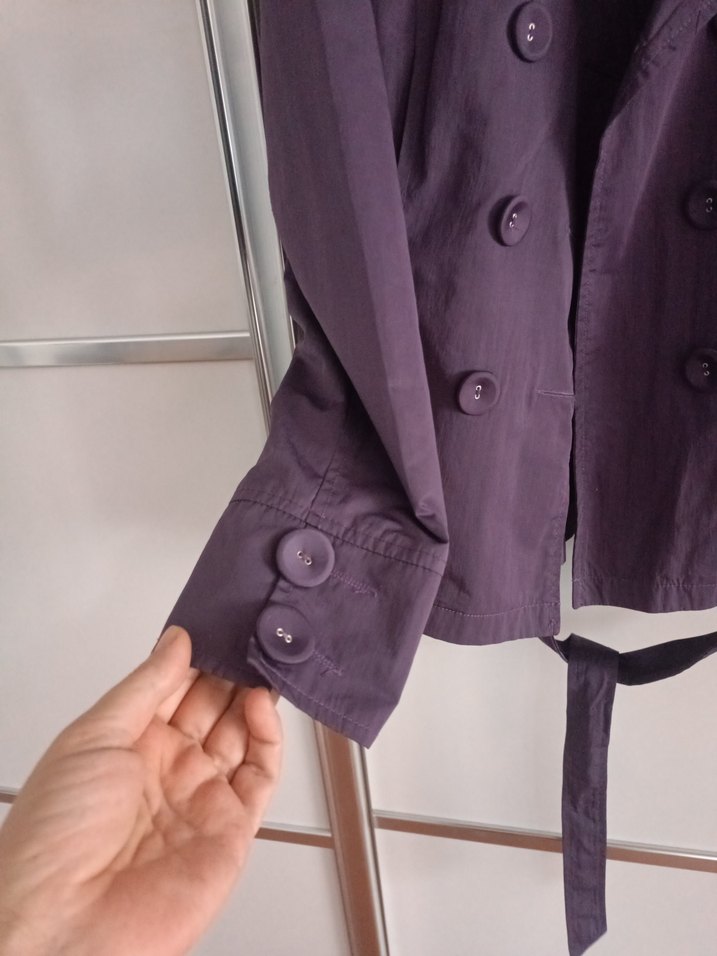 limon company marka Mor Kuşaklı  Kadın Trençkot - Görsel 4