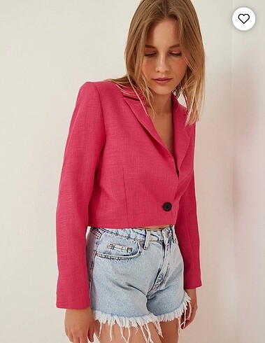 Pembe keten kısa bolero ceket
