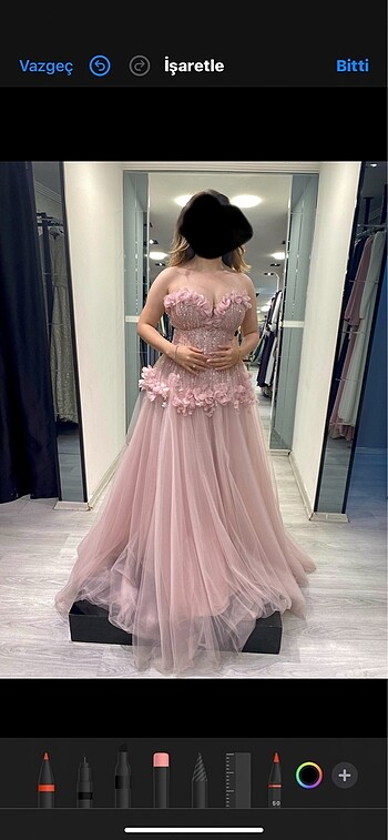 ömür inn pembe çiçekli nişan elbisesi abiye nişanlık