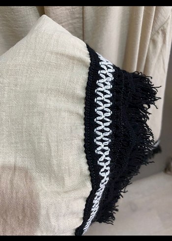 Bej Nakışlı Uzun Kollu Bohem Kimono - Görsel 4