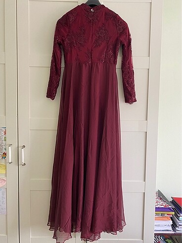 38 Beden Bordo Abiye Elbise