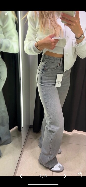 Zara gri straıght pantolon