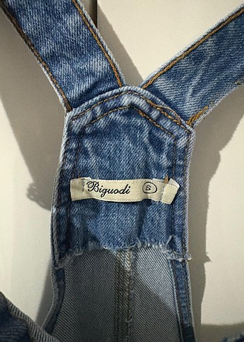 Kadın Mavi Kot Şort Tulum - Görsel 3