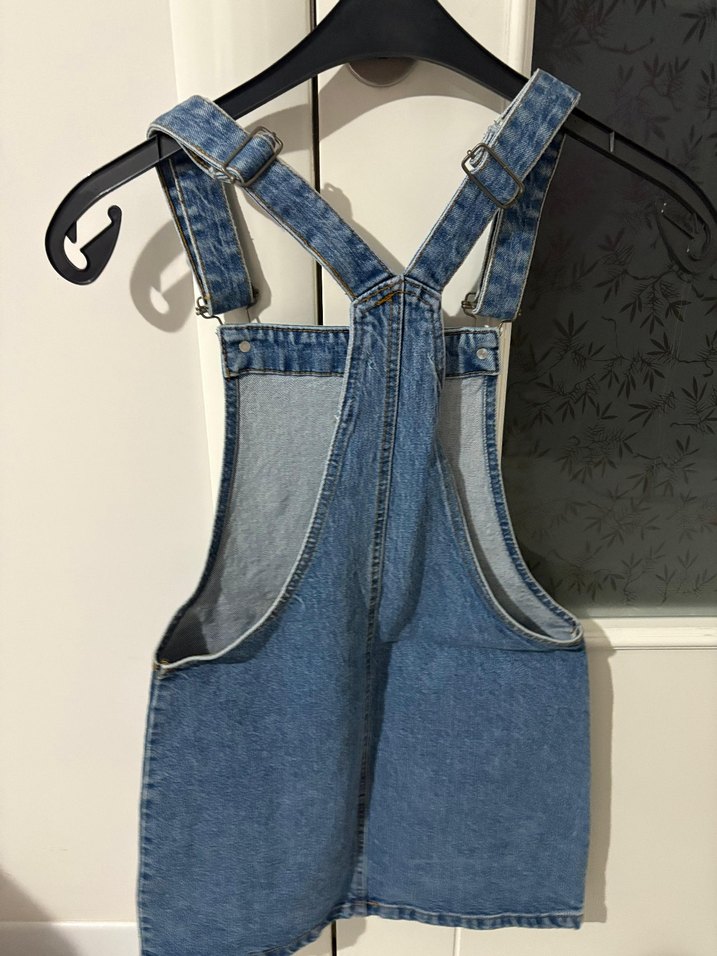 Kadın Mavi Kot Şort Tulum - Görsel 2