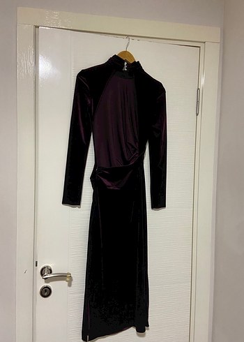 Uzun Mor Kadın Giydirme Elbise - Görsel 5