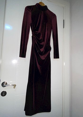 Uzun Mor Kadın Giydirme Elbise - Görsel 4