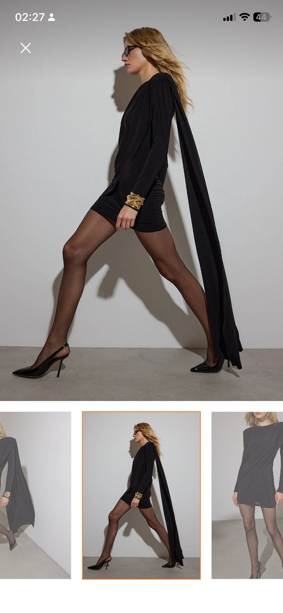 Siyah Drapeli Mini Elbise - Görsel 2