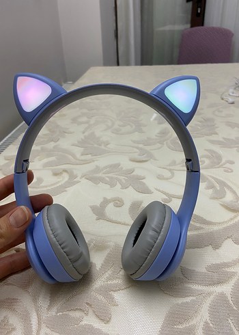 Mavi Kedi Kulaklı Pastel Kulaklık - Görsel 2