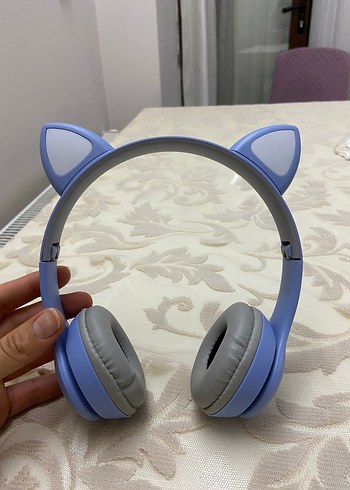 Mavi Kedi Kulaklı Pastel Kulaklık - Görsel 5