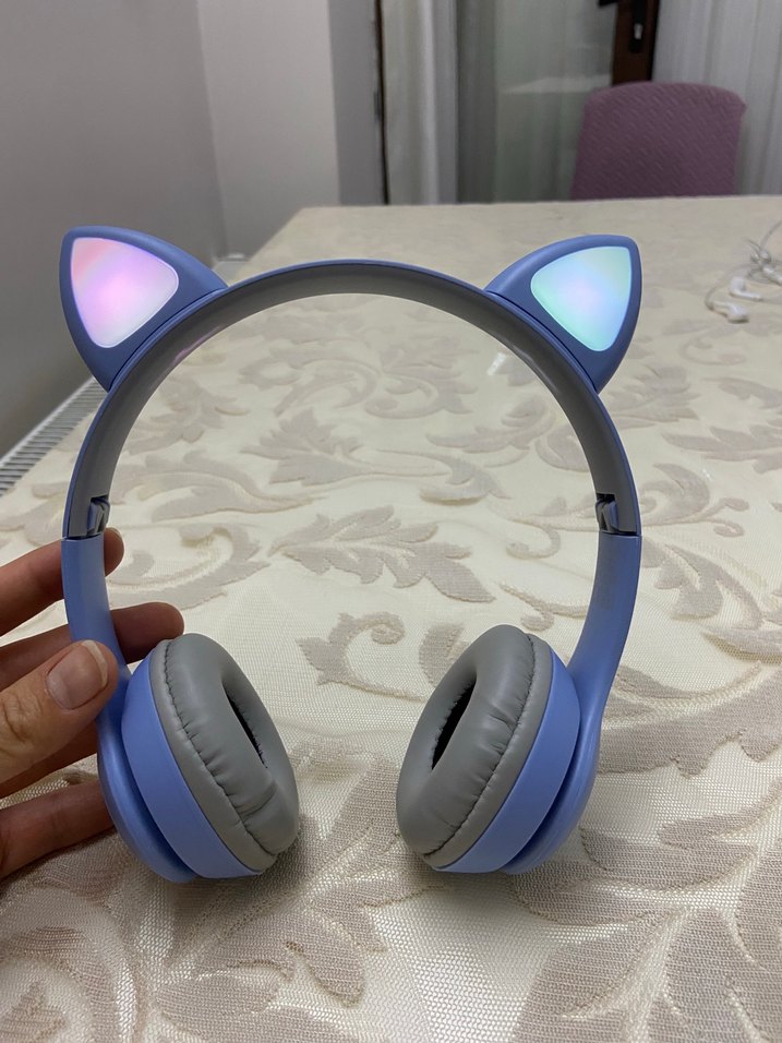 Mavi Kedi Kulaklı Pastel Kulaklık - Görsel 2