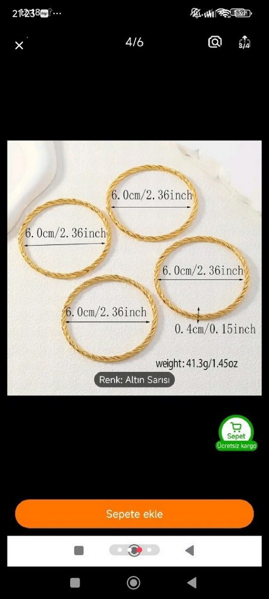 YURTDIŞI  24K ALTIN KAPLAMA BLEKLİK 2 adet - Görsel 4