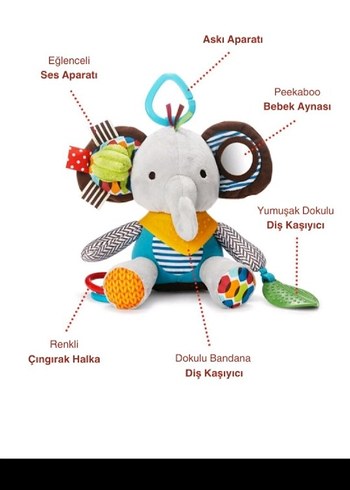 Renkli Fil Diş Kaşıyıcı ve Çıngırak Oyuncak - Görsel 2