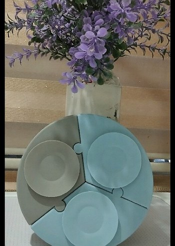 VAKUMLU Bölmeli Çocuk Tabak Seti - Mavi ve Gri - Görsel 2