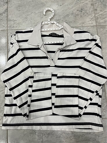 ambar çizgili crop bluz