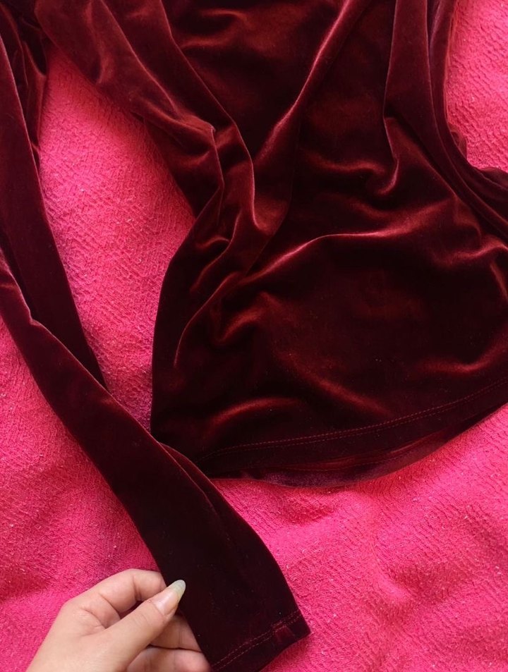 Bershka Bordo Süet Bluz - Görsel 3