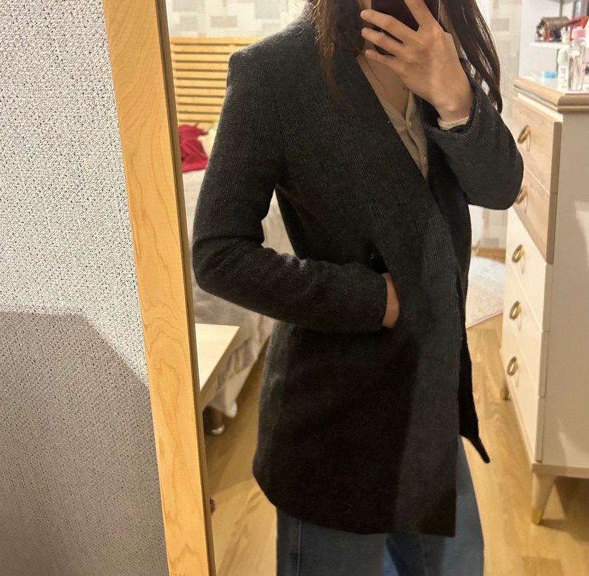 Gri Midi Boy Desenli Kaban - Görsel 4