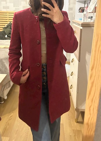 Journey Bordo Kaşe Kaban - Görsel 3