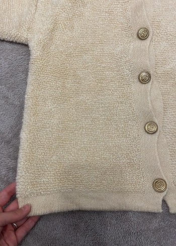 Gold Düğme Detaylı Teddy Hırka - Görsel 3