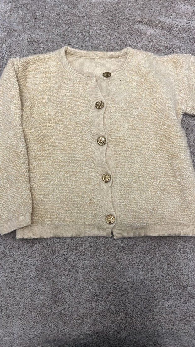 Gold Düğme Detaylı Teddy Hırka - Görsel 2