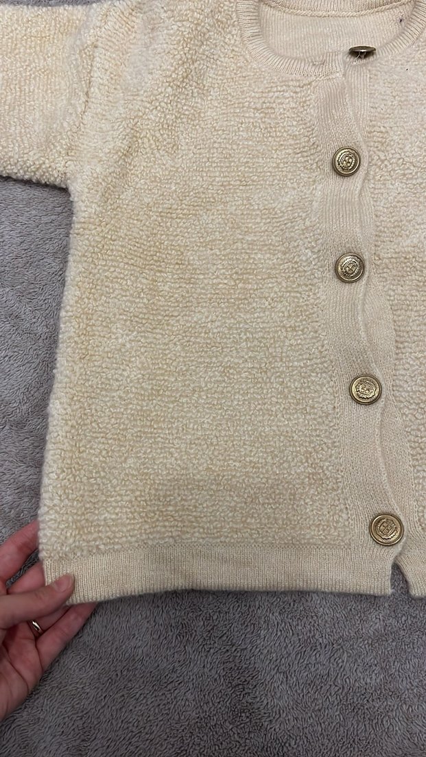 Gold Düğme Detaylı Teddy Hırka - Görsel 3