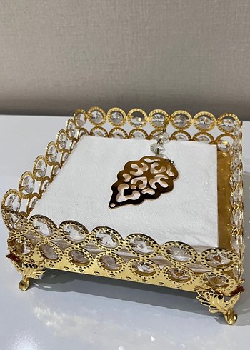 Parlak Altın Renkli Dekoratif Peçetelik - Görsel 2