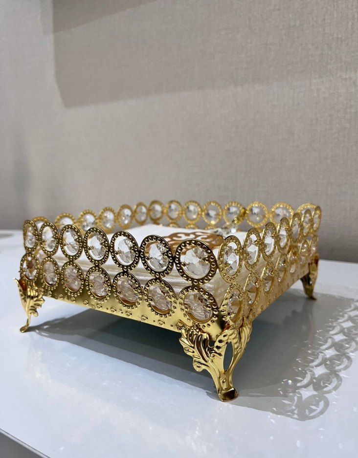 Parlak Altın Renkli Dekoratif Peçetelik - Görsel 3