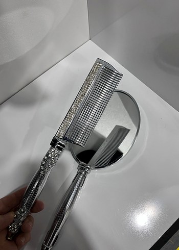 Taş İşlemeli Aynalı Tarak Seti - Görsel 2