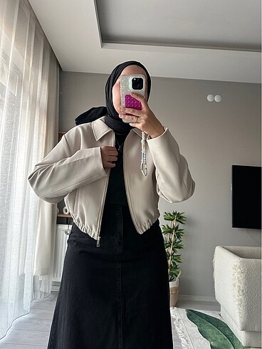 Astarlı crop ceket