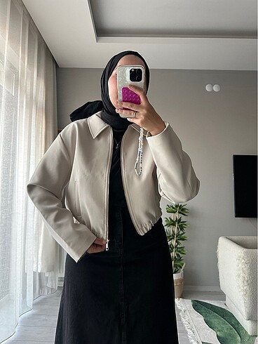 l Beden ten rengi Renk Astarlı crop ceket