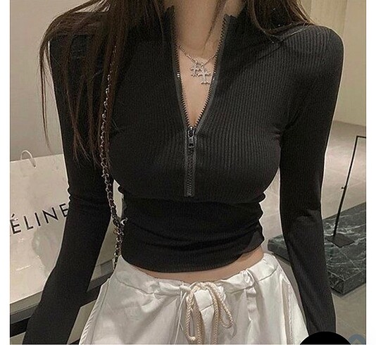 Fermuarlı crop