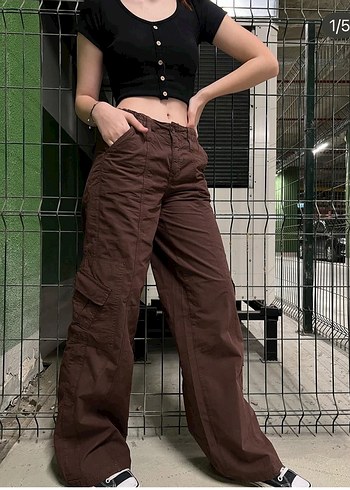 Kahverengi Loose Fit Midi Kot Pantolon