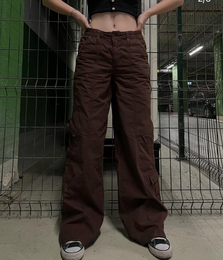 Kahverengi Loose Fit Midi Kot Pantolon - Görsel 2