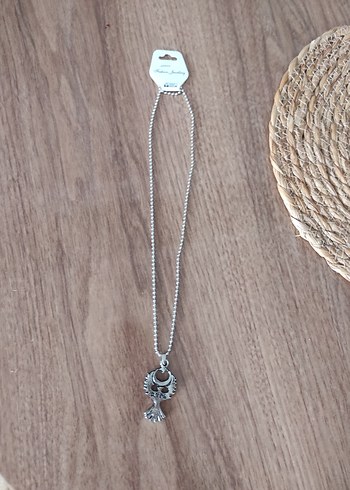 Gri Zincir AYNK TÜRK sembollü unisex kolye - Görsel 2