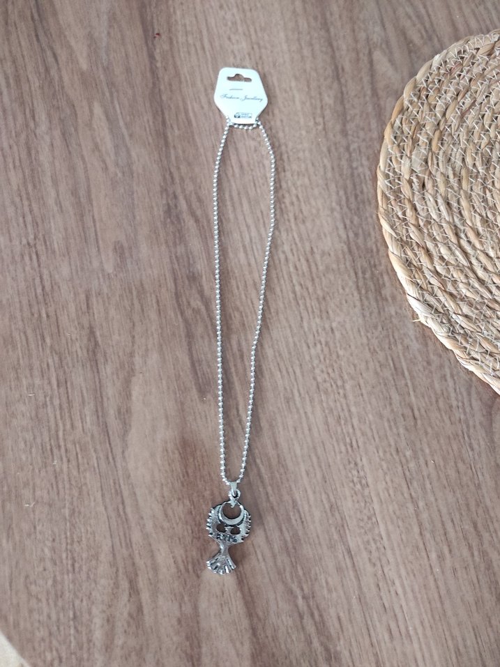 Gri Zincir AYNK TÜRK sembollü unisex kolye - Görsel 2