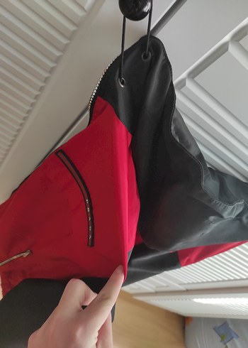 Unisex Kırmızı Fermuarlı Rüzgarlık - Görsel 6